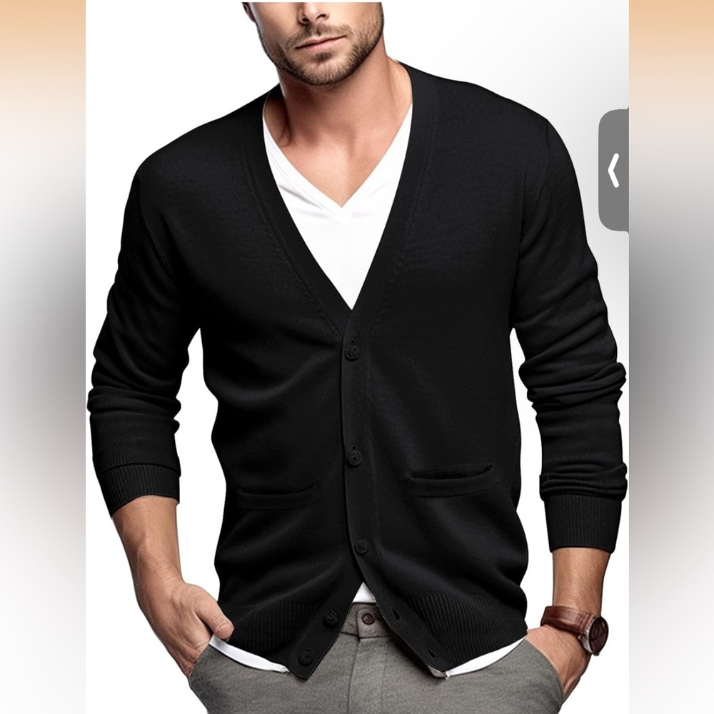 Men's Black Cardigan Sweater